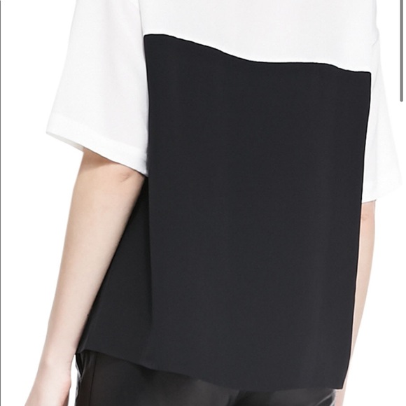 Vince Black and White Colorblock 100% Silk Shirt - Picture 2 of 8